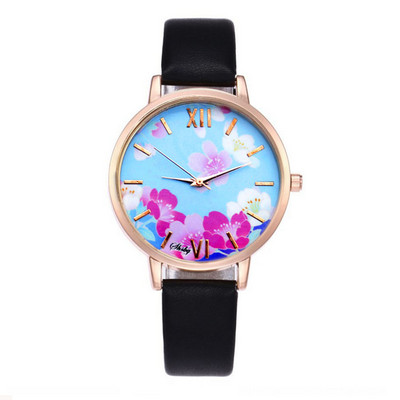 Ceasuri de mână cu curea din piele de vacă, marca Shsby, cu flori, ceas de cuarț pentru femei, ceas de rochie pentru femei, ceas casual de aur