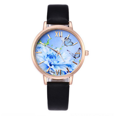 Ceasuri de mână cu curea din piele de vacă, marca Shsby, cu flori, ceas de cuarț pentru femei, ceas de rochie pentru femei, ceas casual de aur