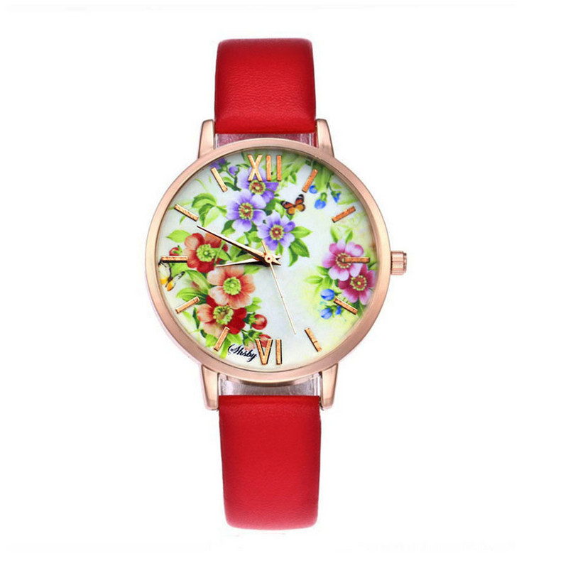 Ceasuri de mână cu curea din piele de vacă, marca Shsby, cu flori, ceas de cuarț pentru femei, ceas de rochie pentru femei, ceas casual de aur