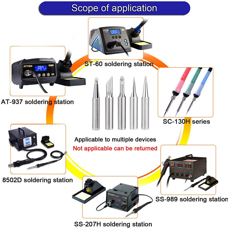5 vnt/partija I/K/B/3C/2.4D Universalus 936 937 938 Litavimo stotelei Lituoklis Suvirinimo antgalis BGA Bešviniai įrankiai