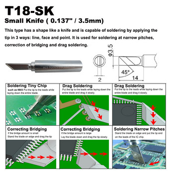 T18-SK Накрайник за поялник Малък нож 3,5 mm 0,137\