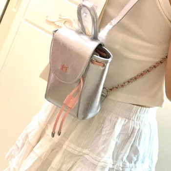 Дамска раница в модерен колежански стил Дамска водоустойчива ежедневна чанта за пътуване през рамо Мини раница за момичета с верига от кора на дърво