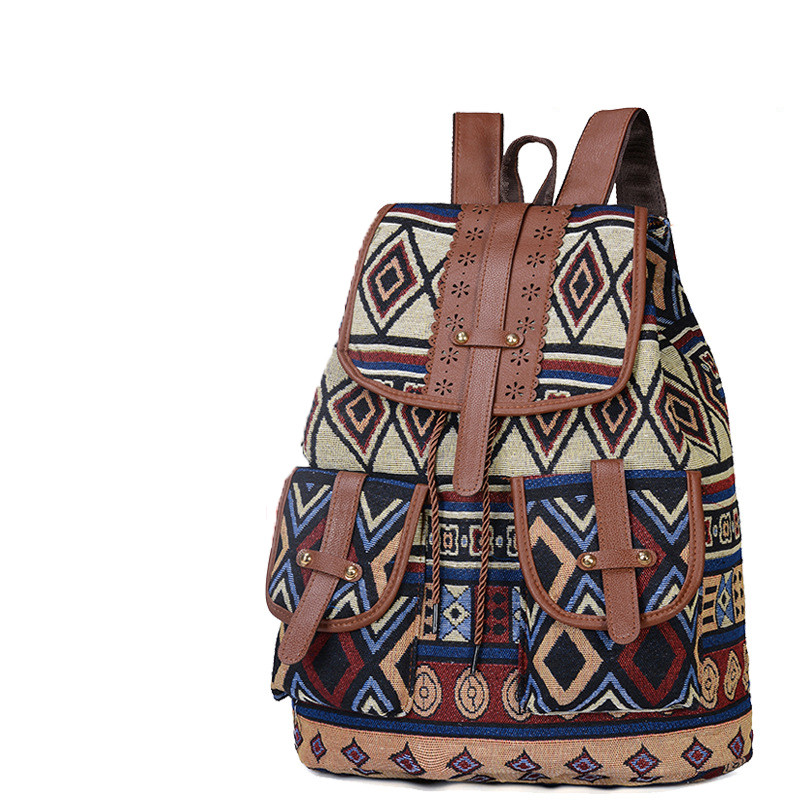 2022-es divat, új, poliészter szövetből készült női táska, női hátizsák Bohemia Boho női, dupla vállú hátizsák, lányok iskolatáskák