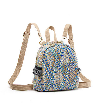 2021-es divat, új, szalmából fonott etnikai stílusú, kézzel szőtt, személyre szabott átlós hátizsák