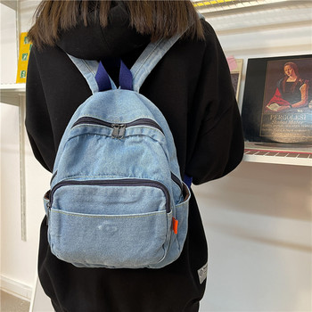 Дънкова дамска раница с голям капацитет за тийнейджърки, раница, дамска модна раница, сладка дънкова чанта за пътуване, чанти за книги, чанти