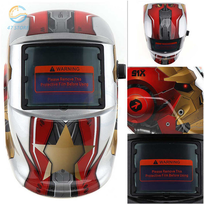 Saulės suvirinimo kaukės šalmas elektrinio suvirintojo dangtelis / suvirinimo lęšis, apsaugantis nuo UV automatinio patamsėjimo, reguliuojamas suvirinimo aparato diapazonas