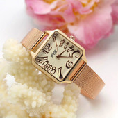 Νέο ρολόι μόδας από ατσάλι με πλέγμα γυναικείο ρολόι χρυσό ροζ χρυσό Γυναικείο ρολόι φόρεμα Casual Γυναικείο τετράγωνο χαλαζία WristWatchM