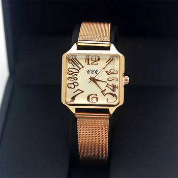 Νέο ρολόι μόδας από ατσάλι με πλέγμα γυναικείο ρολόι χρυσό ροζ χρυσό Γυναικείο ρολόι φόρεμα Casual Γυναικείο τετράγωνο χαλαζία WristWatchM