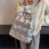 Rucsac de iarnă Rucsacuri din bumbac spațial de modă pentru adolescent student în jos ghiozdan rezistent la apă, geantă de umăr pentru femei, rucsac de călătorie