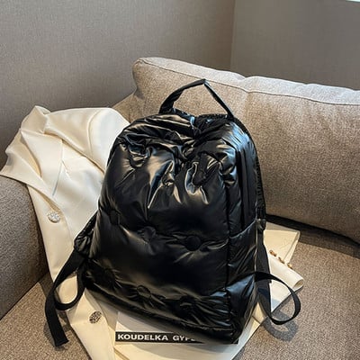 Rucsac de iarnă Rucsacuri din bumbac spațial de modă pentru adolescent student în jos ghiozdan rezistent la apă, geantă de umăr pentru femei, rucsac de călătorie