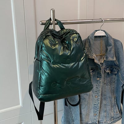 Rucsac de iarnă Rucsacuri din bumbac spațial de modă pentru adolescent student în jos ghiozdan rezistent la apă, geantă de umăr pentru femei, rucsac de călătorie