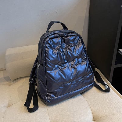 Rucsac de iarnă Rucsacuri din bumbac spațial de modă pentru adolescent student în jos ghiozdan rezistent la apă, geantă de umăr pentru femei, rucsac de călătorie