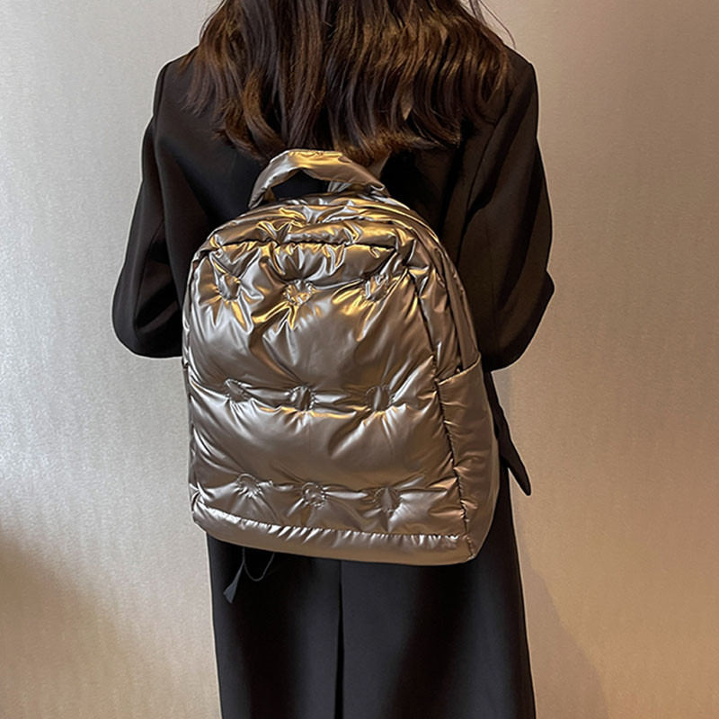 Rucsac de iarnă Rucsacuri din bumbac spațial de modă pentru adolescent student în jos ghiozdan rezistent la apă, geantă de umăr pentru femei, rucsac de călătorie