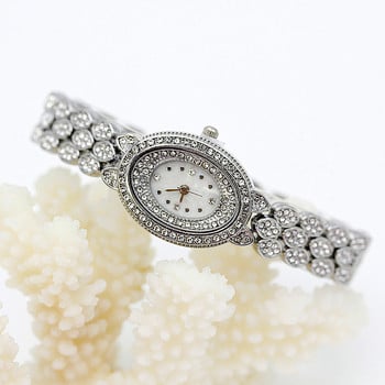 Χρυσά κοσμήματα Shsby Ρολόγια Casual Quartz Βραχιόλι Ρολόι Lady Flower Rhinestone Ρολόι Γυναικείο Πολυτελές Κρυστάλλινο Φόρεμα Ρολόι χειρός