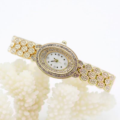 Shsby arany ékszer órák alkalmi kvarc karkötő óra női virág strasszos óra női luxus kristály ruha karóra