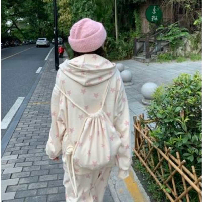 Japāņu gadījuma All Match Cute Star skolas soma Moderna, salda modes Y2k estētiska plecu somas Savelkamās Korejas mugursomas sievietēm