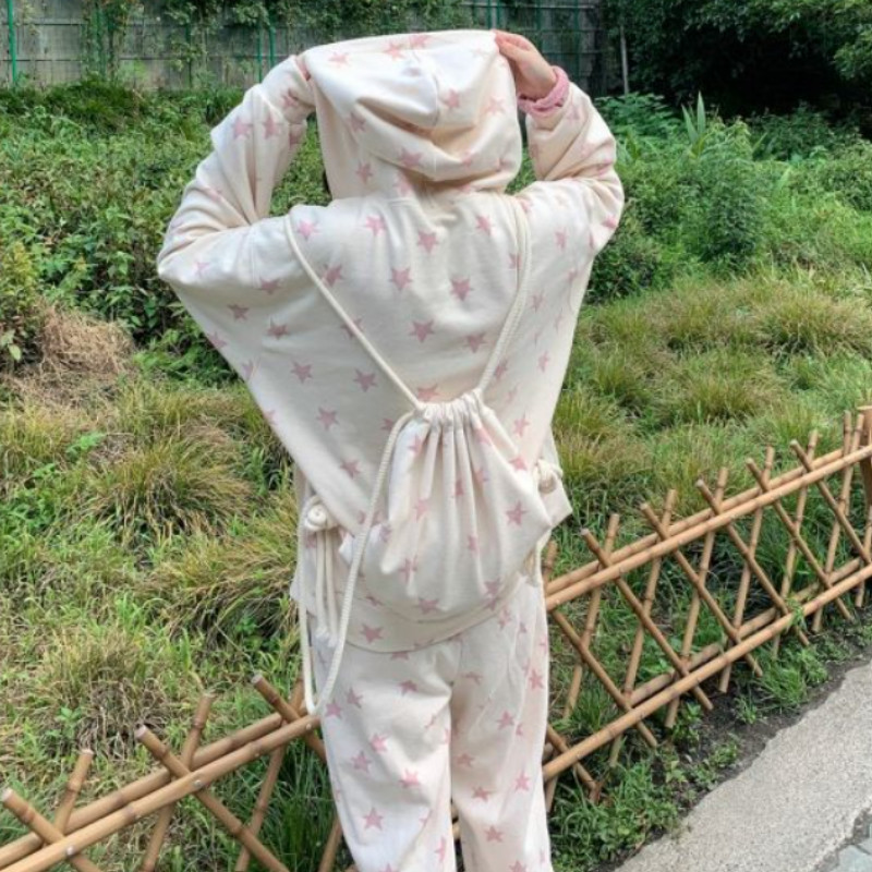 Japāņu gadījuma All Match Cute Star skolas soma Moderna, salda modes Y2k estētiska plecu somas Savelkamās Korejas mugursomas sievietēm