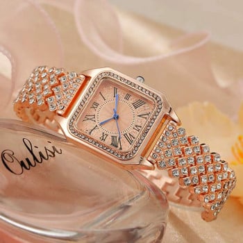 Shsby Lady Rome Rhinestone Ρολόι Χρυσό Κοσμήματα Ρολόγια Casual Quartz Βραχιόλι Ρολόι Γυναικείο Πολυτελές Κρυστάλλινο Φόρεμα Ρολόι χειρός