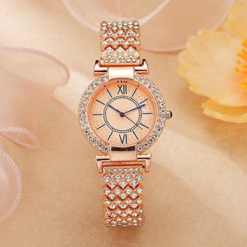 Shsby Lady Rome Rhinestone Ρολόι Χρυσό Κοσμήματα Ρολόγια Casual Quartz Βραχιόλι Ρολόι Γυναικείο Πολυτελές Κρυστάλλινο Φόρεμα Ρολόι χειρός