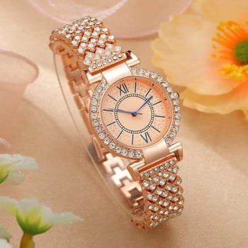 Shsby Lady Rome Rhinestone Ρολόι Χρυσό Κοσμήματα Ρολόγια Casual Quartz Βραχιόλι Ρολόι Γυναικείο Πολυτελές Κρυστάλλινο Φόρεμα Ρολόι χειρός