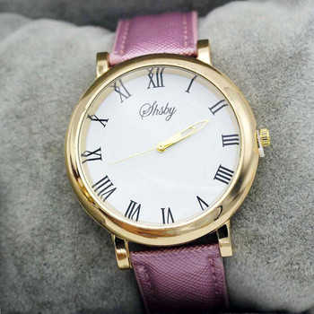 Shsby φωτεινά ρολόγια με δερμάτινο λουράκι Ροζ χρυσό Γυναικείο ρολόι ρωμαϊκό κορίτσι Casual ρολόι χειρός Lady Rhinestone Quartz