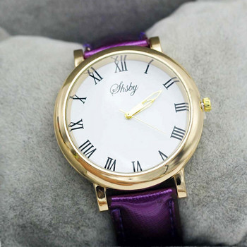 Shsby φωτεινά ρολόγια με δερμάτινο λουράκι Ροζ χρυσό Γυναικείο ρολόι ρωμαϊκό κορίτσι Casual ρολόι χειρός Lady Rhinestone Quartz