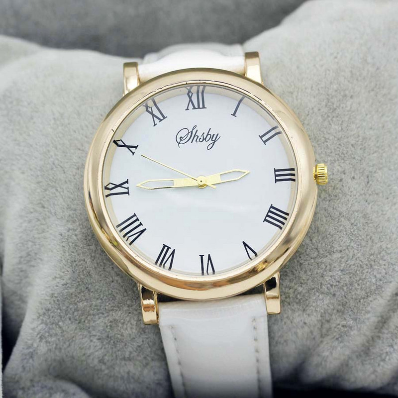 Shsby spilgti ādas siksniņas pulksteņi Rose Gold sieviešu kleitas pulkstenis romiešu meitene Ikdienas rokas pulkstenis Lady Rhinestone kvarca pulkstenis