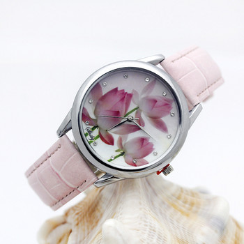 Shsby Δερμάτινο ρολόι με λουράκι για γυναίκες Πολυτελές επώνυμα γυναικείο ρολόι Κομψό γυναικείο ρολόι Γλυκό λουλούδι χαλαζία ρολόι χειρός για κορίτσια Δώρο 1