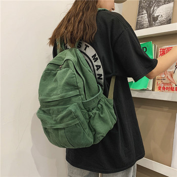 Ученическа чанта за момичета Раница Дамски чанти от мек плат Ученическа чанта за средни ученици Платнена чанта с голям капацитет Тийнейджърски пътни чанти