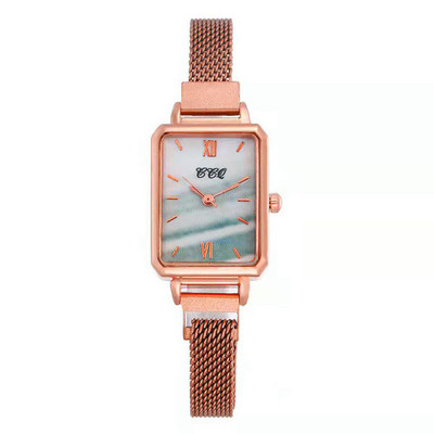 Νέο γυναικείο φόρεμα Ρολόγια μόδας τετράγωνο Γυναικείο ρολόι χαλαζία Απλό ρολόι από ροζ χρυσό από πλέγμα ρολογιού Γυναικείο ρολόι Δώρο για κορίτσι