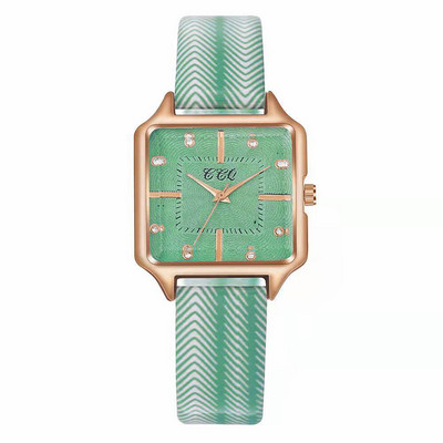 Roman Rose Gold Ceas de rochie pentru femei Ceas de mână cu cuarț pătrat ocazional Ceas de damă cu cureaua din piele ondulată la modă nouă