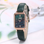 Nauji moteriški suknelių laikrodžiai Madingi kvadratiniai moteriški kvarciniai apyrankės laikrodis Paprastas rožinio aukso odinis dirželis Moteriški laikrodžiai Dovana mergaitei