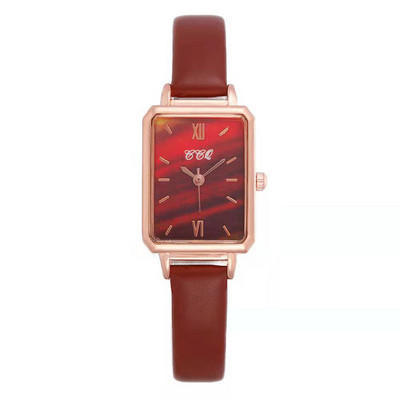 Nauji moteriški suknelių laikrodžiai Madingi kvadratiniai moteriški kvarciniai apyrankės laikrodis Paprastas rožinio aukso odinis dirželis Moteriški laikrodžiai Dovana mergaitei