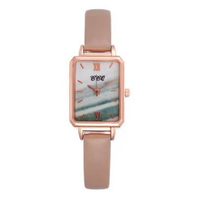 Nauji moteriški suknelių laikrodžiai Madingi kvadratiniai moteriški kvarciniai apyrankės laikrodis Paprastas rožinio aukso odinis dirželis Moteriški laikrodžiai Dovana mergaitei