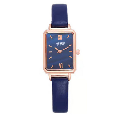 Nauji moteriški suknelių laikrodžiai Madingi kvadratiniai moteriški kvarciniai apyrankės laikrodis Paprastas rožinio aukso odinis dirželis Moteriški laikrodžiai Dovana mergaitei