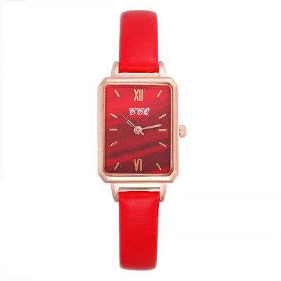 Nauji moteriški suknelių laikrodžiai Madingi kvadratiniai moteriški kvarciniai apyrankės laikrodis Paprastas rožinio aukso odinis dirželis Moteriški laikrodžiai Dovana mergaitei