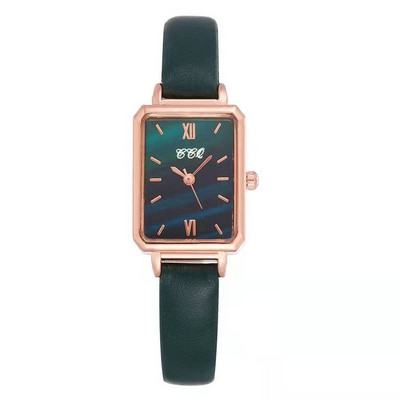 Nauji moteriški suknelių laikrodžiai Madingi kvadratiniai moteriški kvarciniai apyrankės laikrodis Paprastas rožinio aukso odinis dirželis Moteriški laikrodžiai Dovana mergaitei