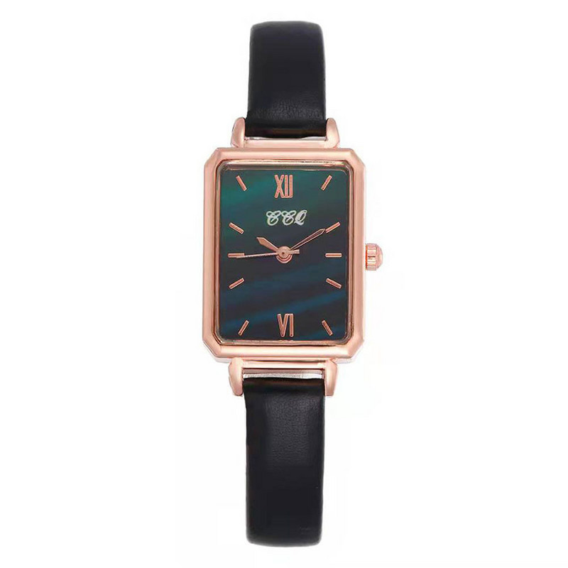 Nauji moteriški suknelių laikrodžiai Madingi kvadratiniai moteriški kvarciniai apyrankės laikrodis Paprastas rožinio aukso odinis dirželis Moteriški laikrodžiai Dovana mergaitei