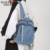 Mara`s Dream Denim Canvas Дамска раница с голям капацитет за тийнейджърки Раница Дамска модна раница Сладка дънкова чанта за пътуване