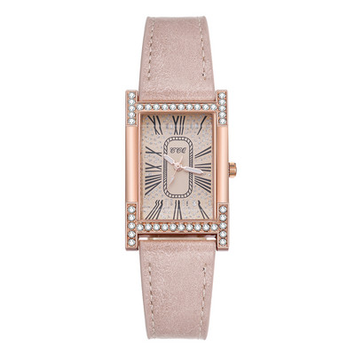 Rome Babysbreath ikdienas sieviešu kvadrātveida rokas pulkstenis ādas siksniņa sieviešu pulkstenis sieviešu kleita kvarca pulkstenis pāri rokassprādzes pulksteņi