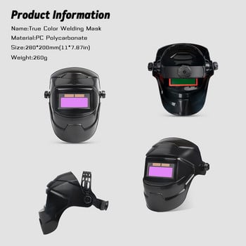 Κράνος συγκόλλησης Welder Mask Chameleon Large προβολή True Color Solar Power Auto Darkening Welding Large For Arc Weld Grind Cut