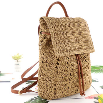 Лятна сламена раница Дамски чанти за рамо Ежедневни ръчно изработени тъкани ученически чанти Плажни ваканционни чанти Кофа Дамска чанта за пътуване