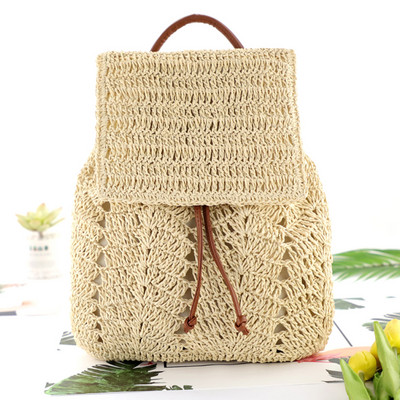 Rucsac de paie de vară Genți de umăr pentru femei Genți de școală țesute manual, pentru vacanță pe plajă, genți de mână pentru femei, rucsac de călătorie