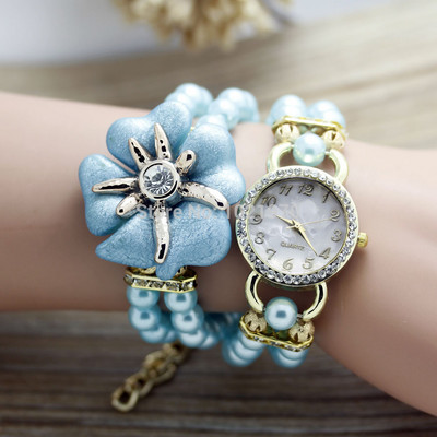 shsby jauns augstas kvalitātes Sieviešu pērļu siksniņa jūras zvaigzne ziedu rokassprādze kvarca rokas pulksteņi sieviešu kleita pulksteņi rhinestone pulksteņi