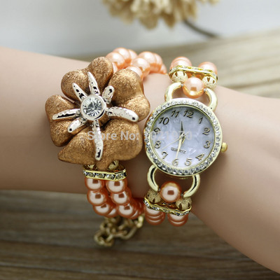 shsby jauns augstas kvalitātes Sieviešu pērļu siksniņa jūras zvaigzne ziedu rokassprādze kvarca rokas pulksteņi sieviešu kleita pulksteņi rhinestone pulksteņi