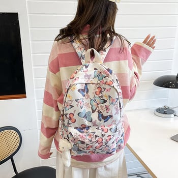 Fashion Backpack Butterfly Print Σχολικές τσάντες Μαθητική Τσάντα ώμου μεγάλης χωρητικότητας για ταξίδια για υπαίθριο κάμπινγκ