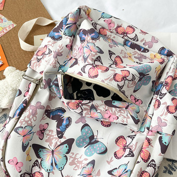 Модна раница Ученически чанти с принт на пеперуди Ученическа чанта за рамо Голям капацитет за пътуване за къмпинг на открито