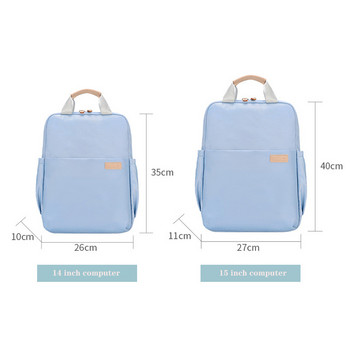 Нова дамска водоустойчива найлонова раница Light 14 15 инча Лаптоп Проста ученическа чанта за тийнейджърки Едноцветна ученическа чанта