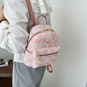 Ежедневни модни раници с печат на цветя Едноцветни малки училищни чанти за тийнейджърки Платнени женски чанти през рамо Раница