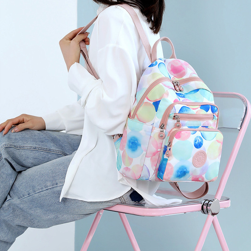 Női Luxus Nylon utazótáska Több zsebes iskolatáskák tinédzser lányoknak Sweet Balloon Print Hátizsákok sac a dos femme